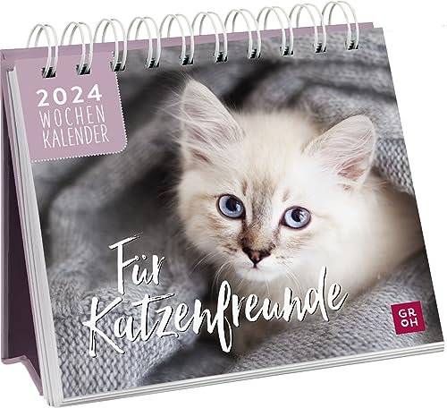 Mini-Wochenkalender 2024: Für Katzenfreunde: Tischkalender mit Wochenkalendarium zum Aufstellen für Katzenfreunde