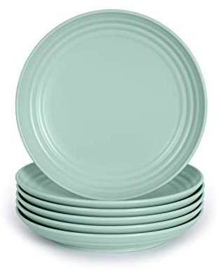 Juego de 6 Platos de Plastico Duro Reutilizables e Irrompibles para Fiestas y Eventos. Classic Verde (Llanos 16 cm)