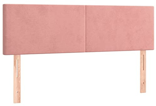 vidaXL Kopfteil, Bettkopfteil mit Holzbeinen, Höhenverstellbar Polsterkopfteil für Bett, Betthaupt Bettzubehör Schlafzimmer, Rosa 144x5x78/88cm Samt