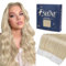 Fshine Unsichtbare Tape Extensions Echthaar Platinblond 30cm 20 Stücke Echthaar Extensions Tape Haarverlängerungen Bleichblond 30g Farbe 60