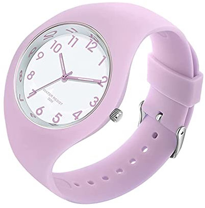 GBB Montre à quartz analogique simple pour femme avec bracelet en silicone - Grand cadran étanche - Montre de sport tendance et décontractée pour jeunes femmes et filles, 6056Violet, Sangle