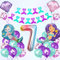 Aapxi Meerjungfrau Geburtstag Deko Luftballons,7 Jahre Alt Kindergeburtstag Deko Luftballon,Mädchen Geburtstag Deko XXL Regenbogen Zahlen Folienballon,Happy Birthday Girlande