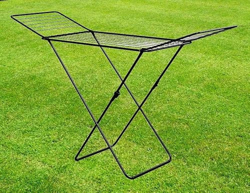 Posten Anker Hoffmanns Home and More Wäscheständer aus Aluminium, große Trockenfläche 18 m, einklappbarer Wäschetrockner für Badezimmer oder Balkon, Flügelwäscheständer in schwarz