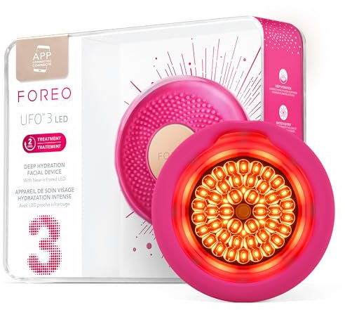 FOREO UFO 3 LED 4-in-1-Gesichtsmasken-Hautpflegegerät – Feuchtigkeitscreme – Vollspektrum-LED – Tiefenwirksames NIR- und Rotlichttherapie – Thermotherapie – T-Sonic-Massage – App-verbundene Hautpflege
