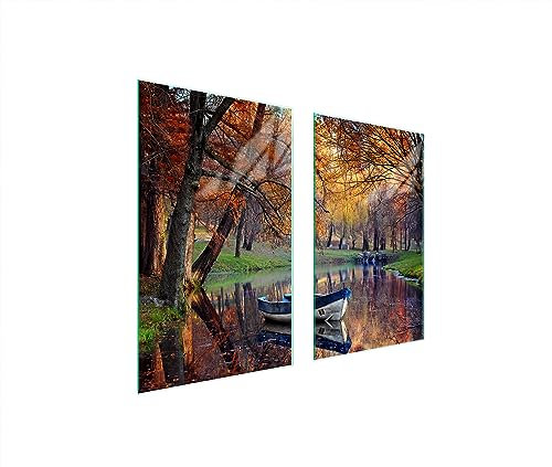 TMK ArtDeko Placa protectora de vitrocerámica 75 x 52 cm 2 pieza cocina eléctrica universal para inducción protección contra salpicaduras tabla de cortar de vidrio templado, Campo