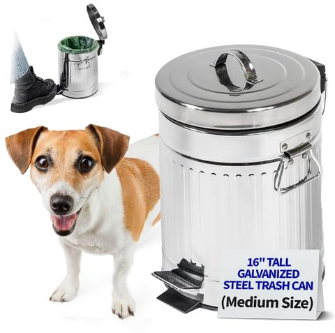 Pet Fit For Life Steel Trash Can with Lid, 16 Tall, 12L/3.2 Gallons