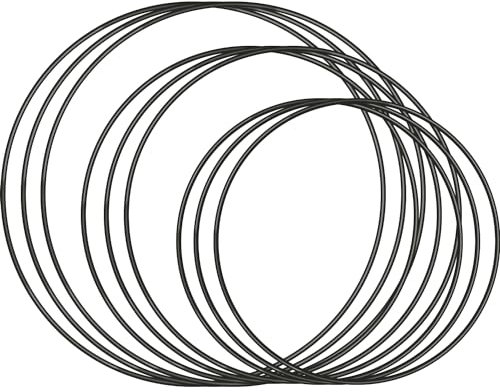 WDZGX Metallring Deko Ring 9stk Drahtringe zum Basteln ideal 20cm 25cm 30cm DIY Dekoration Kann Wiederholt Verwendet für Traumfänger Makramee Wanddeko und Floristik Hochzeit(Silber Schwarz)