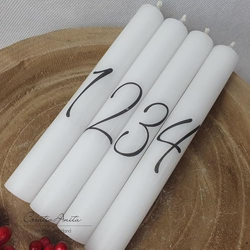 4 Stück Adventskranzkerzen - Stabkerzen 1-4