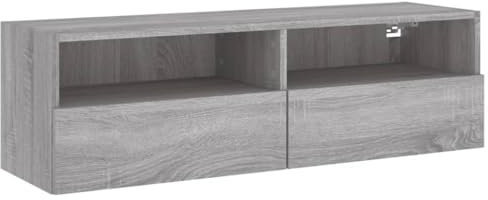 vidaXL TV Wandschrank, TV Schrank mit viel Stauraum, Wandmontage Fernsehschrank Regal, Hängeschrank TV Möbel, Modern, Grau Sonoma Holzwerkstoff