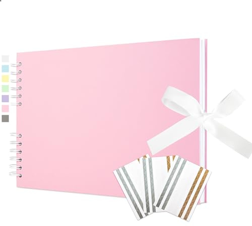Vienrose Fotoalbum zum Selbstgestalten 21,5 x 29 cm, 40 weißen Seiten | DIY Einkleben Scrapbook Album, Spiralalbum für Hochzeit, Geburtstag Familie, Jubiläum, Reisen
