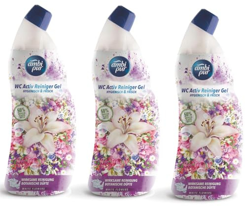 Ambi Pur WC Aktiv Reiniger Gel White Flowers 750ml (3er Pack)