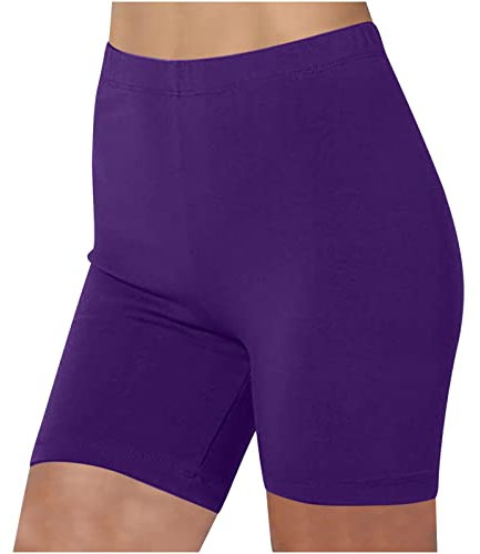KOG Angebote Damen Shorts Kurze Leggings High Waist Baumwolle Sommer Hosen Radlerhose Kurze Sporthose Blickdicht Sportshorts Trainingshose Gym Shorts Yoga Shorts Unterhosen Prime Lila XL