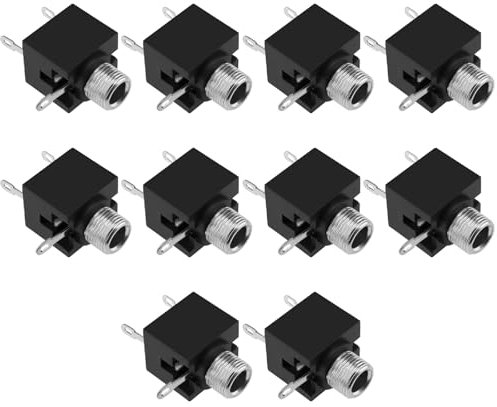 Create idea 10 Pièces 3 Broches 3.5mm Mono Femelle Connecteur Prise Femelle Prise Casque Prise Audio Prise Mono Montage Commutation Audio DC Jack Prise, 065-EL