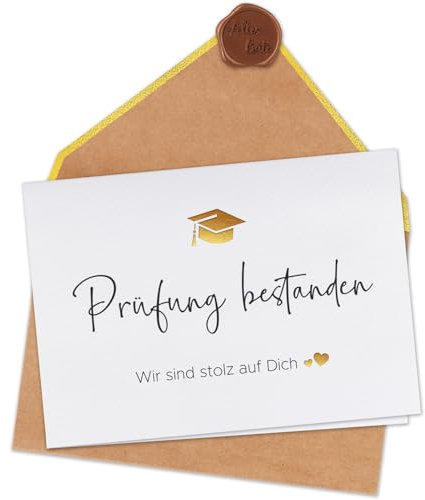 WenmthG Prüfung Bestanden Grußkarte mit Umschlag, Prüfung Bestanden Geschenk, Bachelor, Abitur 2025, Matura, Abschluss Geschenk - Wir sind stolz auf Dich!