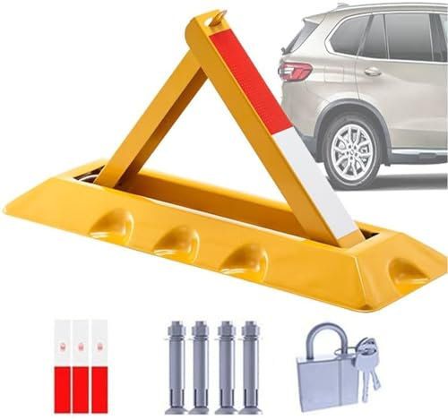 CGCSYZ Robustes, zusammenklappbares Sicherheitsschloss für Parkplätze – dreieckiges Design | abschließbare Parkbarriere – sichern Sie Ihr Auto mit Dieser Parkstange – Parkblocker (48 cm)