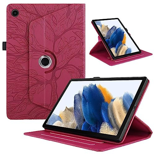 TEDTIKJT Funda para Lenovo M10 Plus (2nd Gen) 10.3 Pulgadas 2020 (TB-X606F/TB-X606X) Tablet Funda PU Cuero Protectora 360 Giratoria Soporte Flip Cover Árboles Tablet Carcasa, Rojo