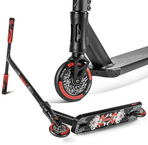 Movino Maniac Stunt Scooter Roller Professioneller Freestyle Roller IHC-Kompressionssystem Street-Deck T-Bar mit Abmessungen 59 x 54 cm Räder 110 mm Full Core mit ABEC9-Lagern