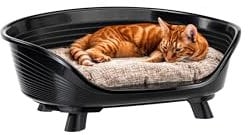Ferplast Lit surélevé pour Chien et Chat avec Coussin en Coton, lit en Plastique Lavable pour Chien et Chat – Panier Respirant et antidérapant – Throne 61,5 x 45 x h 26 cm, Noir