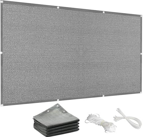 Balkon Sichtschutz Balkonverkleidung 90 x 360 cm Wetterbeständiges Und Pflegeleichtes HDPE Balkonumspannungen Blickdichte mit Kabelbinder für Garten Balkon Terrasse, Grau