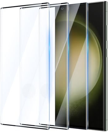 YUXINDZ 3 Piezas Protector Pantalla 3D para Samsung Galaxy S23 Ultra 6,8 Pulgadas, Cristal Templado Protectora Antiarañazos, Dureza 9H, HD Transparente Vidrio, Sin Burbujas, Fácil Instalación