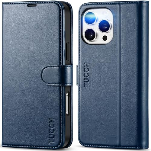 TUCCH Wallet Case for iPhone 16 Pro Max (6.9) 2024, PU Leather Case with [RFID Blocking] Card Slots[Shockproof TPU] Kickstand, Magnetic Book Folio Cover Compatible with iPhone 16 Pro Max, Dark Blue