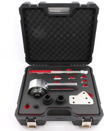 14-tlg Drehmomentvervielfältiger Set Kompatibel mit Ford 1.0 2.0 EcoBoost Duratec-Motoren, Drehmomentverstärker 1:5, Werkzeug zum Ausbau der Kurbelwellen-Riemenscheibe 303-1611 303-1611-01 303-1611-02