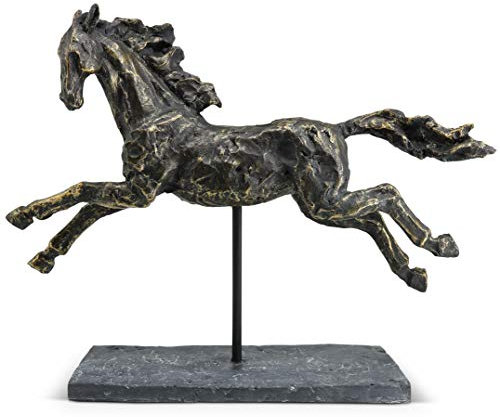 Skulptur “Freiheitswille” - das Pferd als Zeitloses Symbol für Kraft & Stolz - Pferde Dekoration aus Marmorit 37 cm lang für Reiter & Pferdeliebhaber - Deko gut als Geschenk geeignet