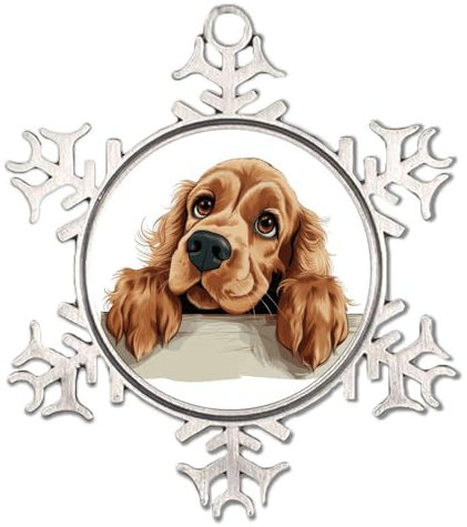 Peeking Dog English Cocker Spaniel Weihnachtsbaum Hängende Ornamente Bunte Hund Tier Kunst Schneeflocke Ornamente Weihnachtsbaum Dekorationen Cartoon Lustiger Hund Einzigartige Weihnachtskugel für