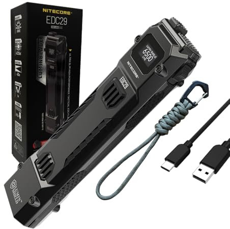 Nitecore EDC29-6500 Lumen Every Day Carry wiederaufladbare Taschenlampe mit Eco-Sensa USB-C-Ladekabel