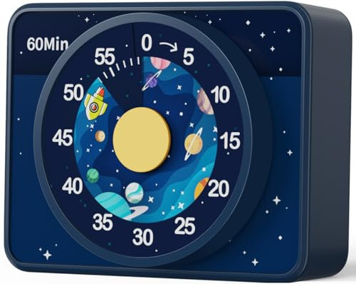 VOCOO Timer Visuel pour Enfants-Joli Motif Arc-en-Ciel Compte à Rebours de 60 Minutes pour Classe Bureau Cuisine et Cuisson Aimant Puissant Outil de Gestion du Temps Silencieux 2*AAA Incluses(Bleu)