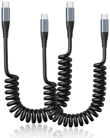 USB C Cable 3FT Fast Charging Cord Coiled Type C to Type C Cable for Car USB-C to C Charger Cord Compatible with iPhone 16 16e 15 Pro Max Plus MacBook iPad Pro/Air Samsung Galaxy and More (2Pack )