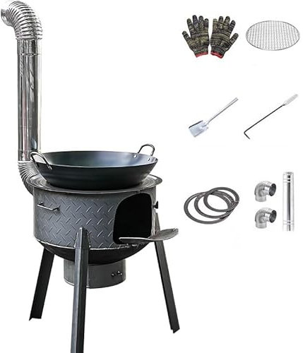 CMYCYDDPLY Rocket Stove, Poêle de Tente, Poêles À Bois Portables, Poêle À Bois de Camping Extérieur Amovible, for Barbecue, Pique-Nique, Cuisine, Camping(58cm)
