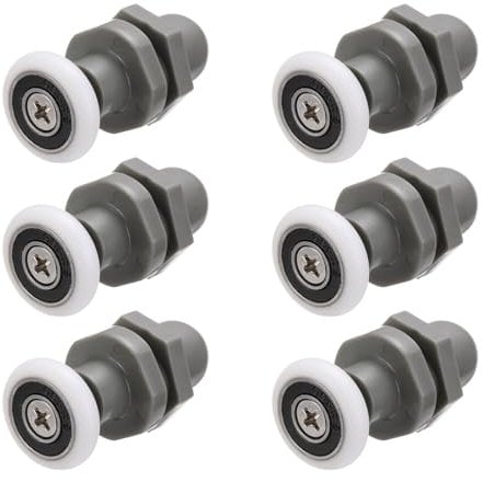 sourcing map 6 Pcs Shower Door Rollers, 19mm Dia Bathroom Glass Door Rollers Runners for 4-6mm Glass Door, Sliding Door Pulleys Wheels Replacement for Kitchen Pan Glass Sliding Door, White