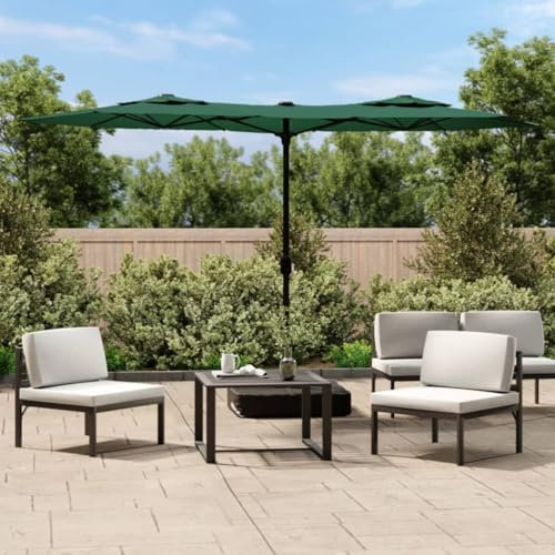 Xichuzi Doppelsonnenschirm Grün 316x240 cm, Gartenliege, Liegestuhl, Sonnenstuhl, Sonneninsel Outdoor, Liegen, Gartenmöbel, Bäderliege, Relaxliege - 362970