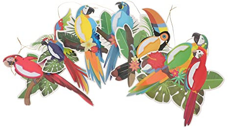 TOPBATHY Hawaiianische Luau-Dekorationen Zum Aufhängen Wirbel-Dekorationen 6er-Set Papageien-papierwaben Für Party-Dekorationen