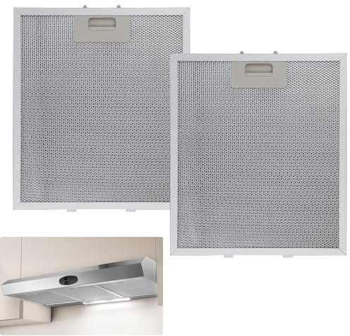 Cooker Hood Filter Replacement, 2 Pack 5-Layer Metal Grease Filter, 320x260mm Aluminum Kitchen Cooker Hood Grease Filters, Metal Grease Filter, Universal Extractor Fan Filters