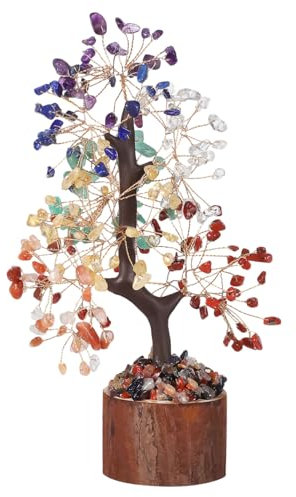 Garneck Chakra Kristallbaum Lebensbaum Aus Natürlichem Siebenfarbigem Kristall Spiritueller Glücksbaum Für Schreibtisch Und Wohnraumdekoration Filigrane Drahtarbeit
