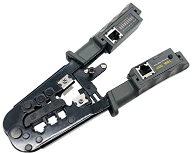 Lurrose Multifunktionale Ratschenradzange mit Pvc Griff mit Prüfgerät 4p 6p 8p Crimp aus Werkzeugstahl und Abisolierfunktion für Rj45 Stecker und Flachkabel für Netzwerkmontage