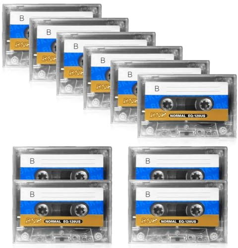 10 Stück Audio Kassetten Leer: 90 Min Empty Cassette Tapes, Leere Audiokassetten, Rauscharm Hohe Leistung, Transparenter Kunststoff-Kassettenbandhülle für Vorlesungen, Seminare und Alltagsaufnahmen