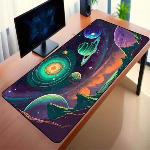 Gaming Mouse Pad, 1500x800x2mm XXL Mousepad, Large Non-Slip Desk Pad, Improved Precision and Speed, Mouse Mat Suitable for Office, Gamer, Home (Planet Sky)