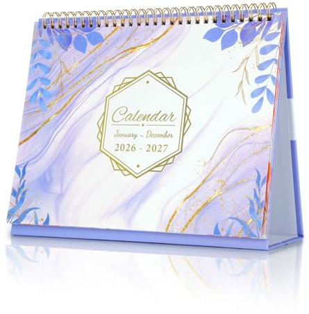 ZEEYUAN Tischkalender 2026-2027 Kalender 24 Monatskalender von Jan. 2026 bis Dez. 2027 mit Aufgabenliste Tischkalender zum Aufstellen 21,1 x 25,3 cm