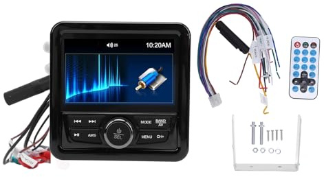lvifloae Boat Radio Bluetooth Marine FM Radio Receiver UTV stéréo Affichage 4 Pouces Construit dans Les médias numériques MP5 Playback No CD USB Port Weatherproof Am FM
