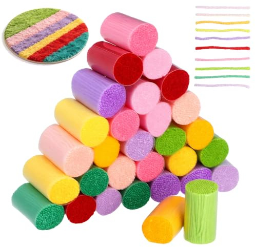 Hemobllo Latch Hook Yarn 30Pcs Pre-Cut Acrylic Yarn for Rug Making Crochet Crafts Woven Balls Cushions Hand Sewing Projects