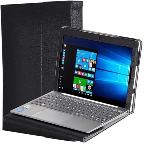 RUIPOCX Ledertasche Kompatibel mit Lenovo Ideapad D330 Hülle D335 Miix320 325 D330-10IGM D330 10,1 Zoll Tablet PC Tastaturabdeckung