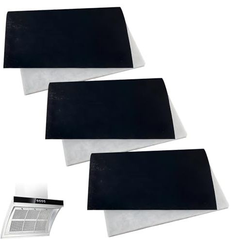 3 PCS Kitchen Extractor Fan Filter, Activated Carbon Flame Retardant Extractor Hood Filters, Carbon Filter 57×47cm Universal Size, Can Be Cut for All Range Hoods (Black)