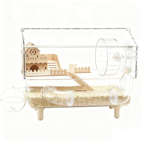 Hamsterkäfig – Transparenter Deluxe-Doppelschichtiger Hamsterkäfig, klarer Brutraum | Acryl-Frettchenkäfig für Igel, Rennmäuse, kleine Haustiere, syrische Hamster und Odontodons