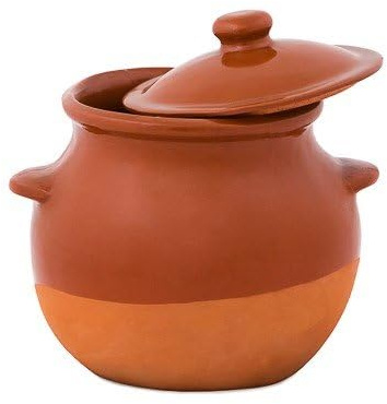 Olla/Puchero de Barro Refractario Esmaltado con Tapa y Asas – Cerámica Tradicional – Fuego Directo – Apta para Horno y Microondas – Vitrocerámica y Gas – 6 L (Grande)