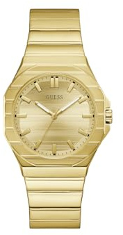 Guess JAQ, Herren Armbanduhr, Quarz Analog, Edelstahl, 38mm, Edelstahlarmband, Gold, 5 bar, Zifferblattfarbe: Champagner, GW1070G2