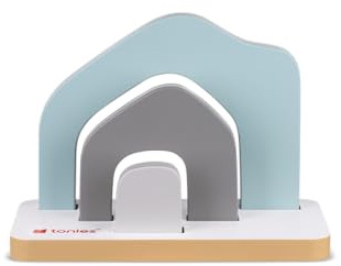 tonies® Mini Standregal Haus – Kompakte magnetische Aufbewahrung für bis zu 25 Figuren, Werkzeugloser Aufbau, Grau/Natur