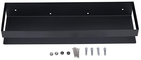 WAHEWUD 40cm Bathroom Wall Shelf Stainless Steel Floating Shelf with Railing Matte Black Storage for Shower Kitchen Bedroom